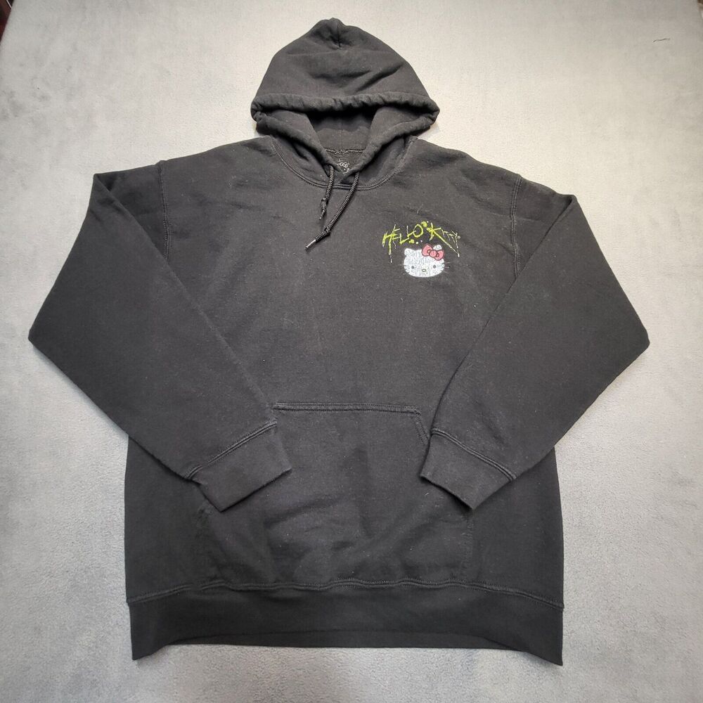 Hello Kitty Hoodie Mens S Black Pullover Sweatshirt‎ Long Sleeve Graphic